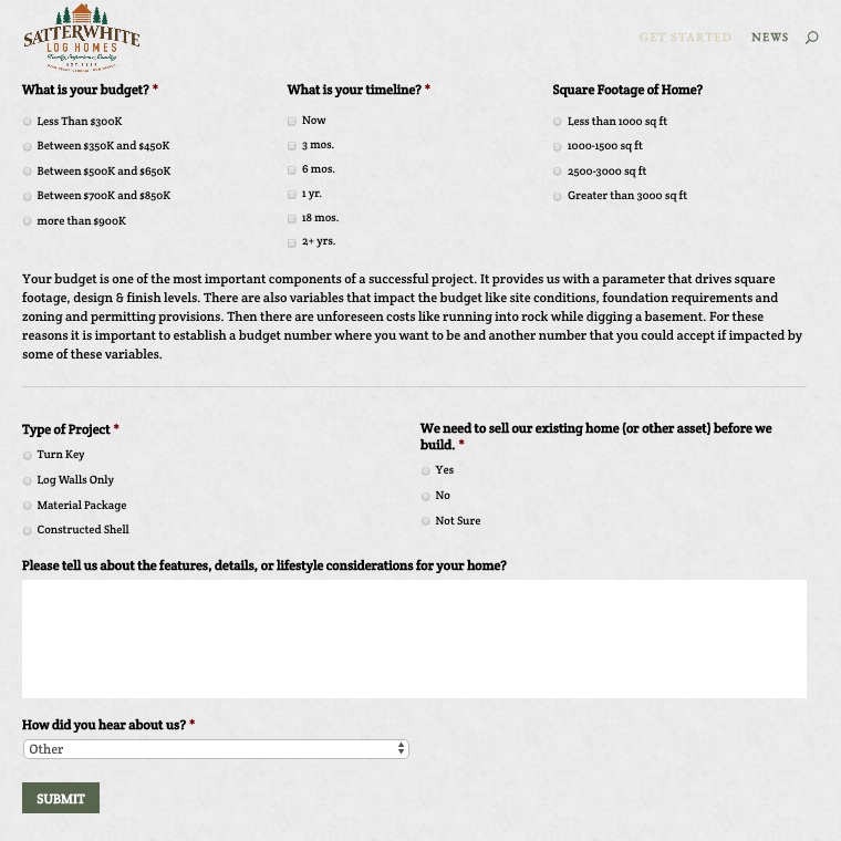 lengthy form designed to qualify the customer