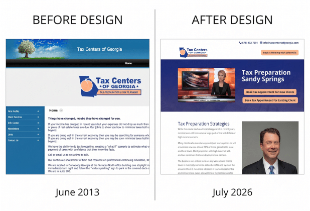 web design conversion before and after