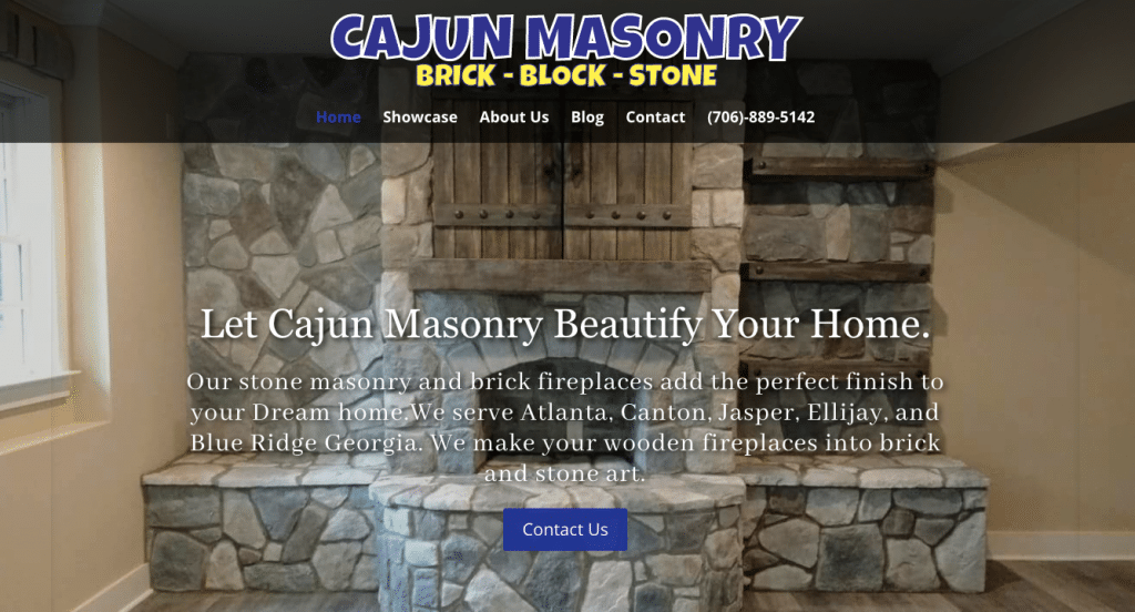 cajun masonry website screen shot